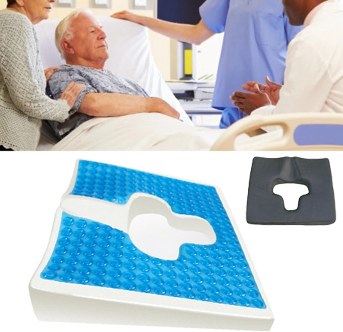 Anti-decubituskussen - T-vormige opening - Geheugenfoam - Vermindert drukpunten - ShopVlot