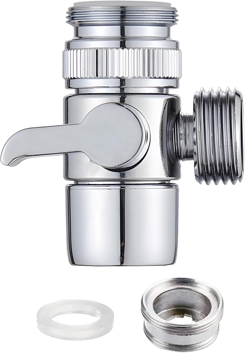 3 Way Brass Diverter Valve M22/M24 Universal Converter for Faucets, Chrome Polished Switching Valves for Kitchen and - ShopVlot
