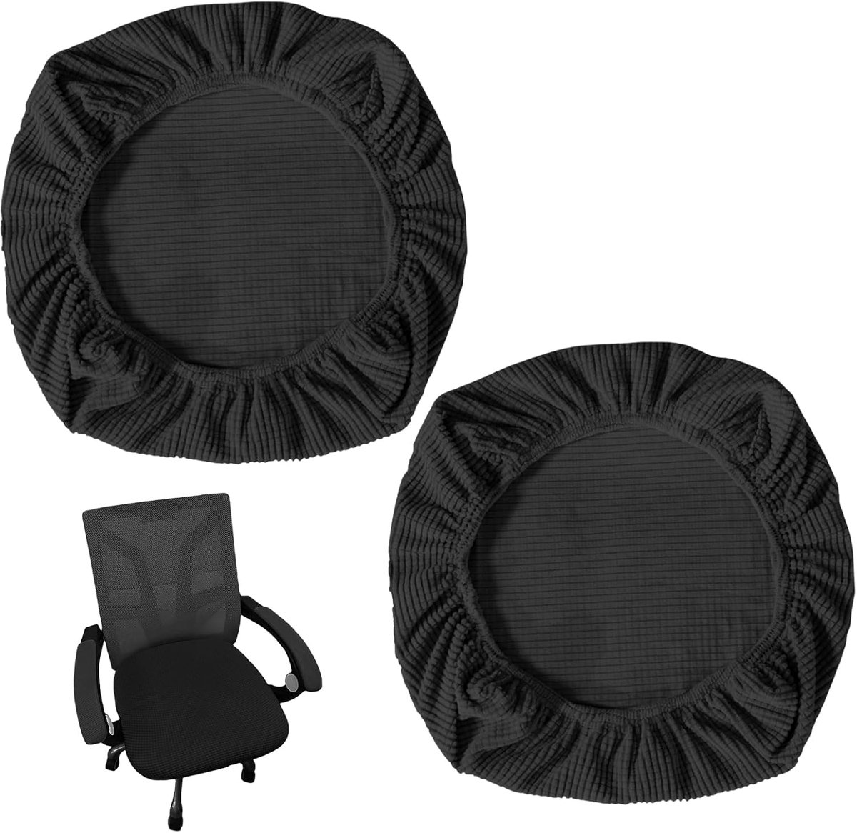 2 stuks bureaustoelbekleding, stoelbekleding, bureaustoel, zwart, elastisch, voor kantoor, thuiskantoor, praktisch en - ShopVlot