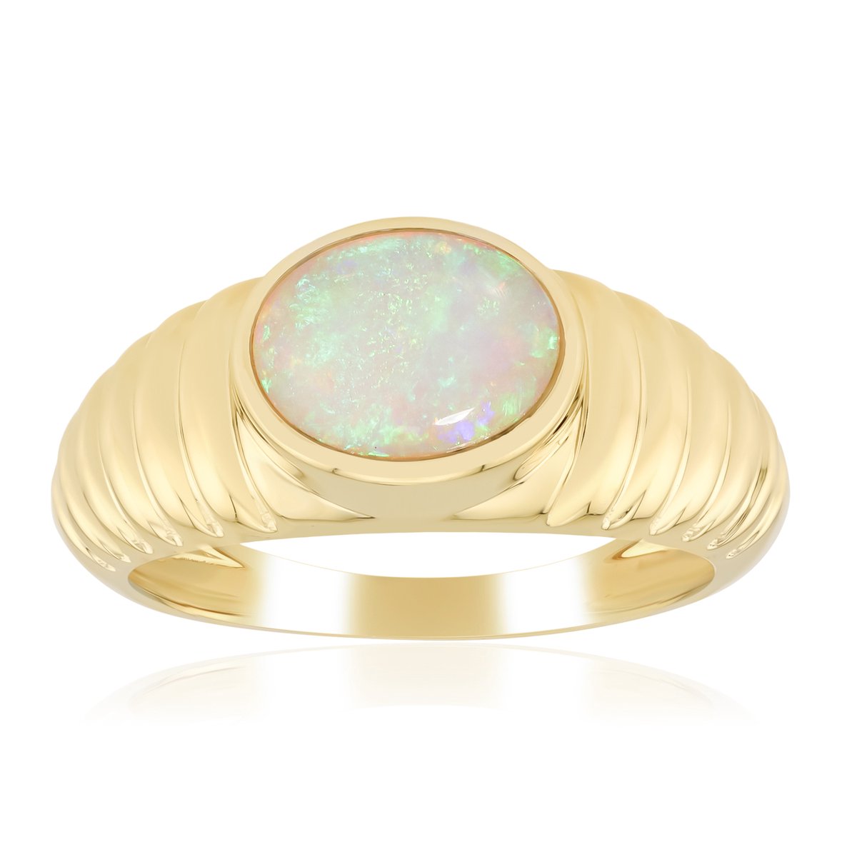 Cavill - Zilveren Ring 925 Sterling met 0,884 ct Australische Opaal - Ovaal Cabochon - Verguld - Elegante, Dagelijkse Draagbare Ring