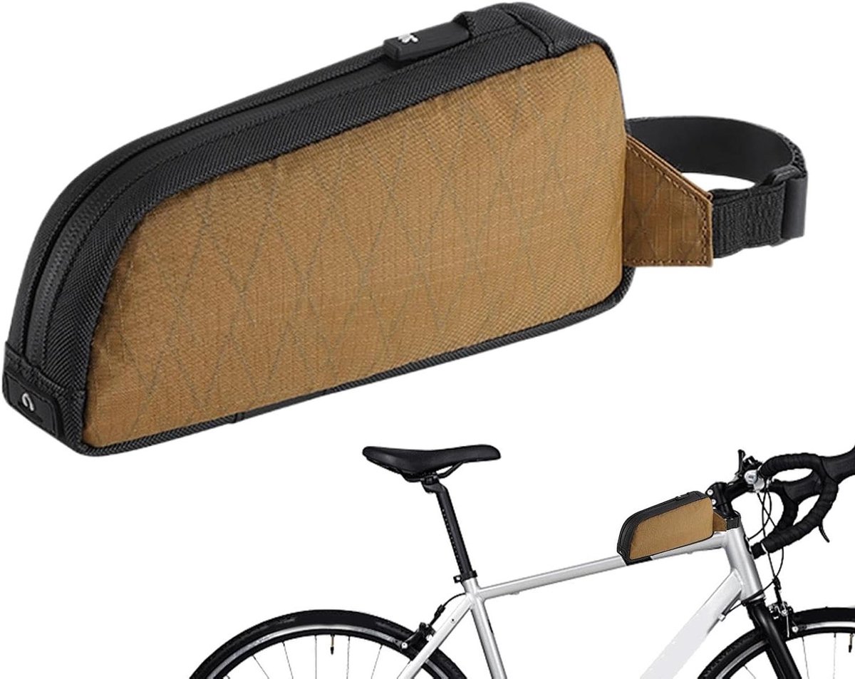 Frametas Fiets - Bovenbuistas Motor - Fietsen Organiseren - Grote Capaciteit - 1 Liter - Bruin