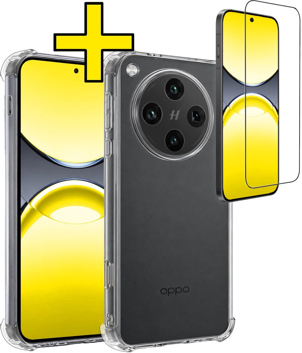 Hoesje - Met Screenprotector - Geschikt voor OPPO Find X8 Pro - Sterk & Shockproof - Siliconen Case - Back Cover - Telefoon Hoes - Shock Proof - Telefoonhoesjes - Transparant