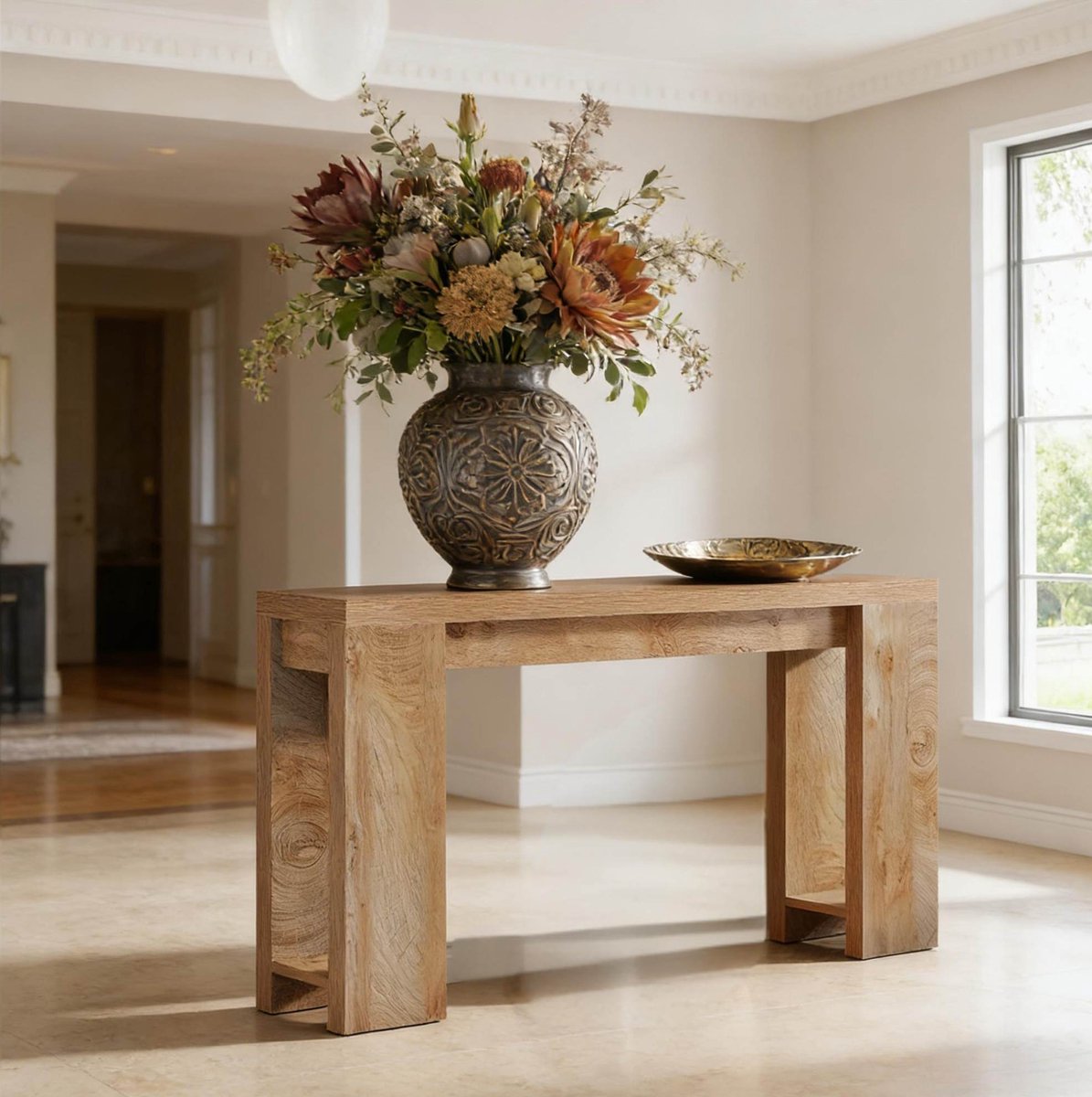 DESMIU Sidetable Rustieke Landelijke Stijl Smalle Lange Haltafel Voor Hal En Woonkamer Hout Bruin 160x29,5x85 Cm