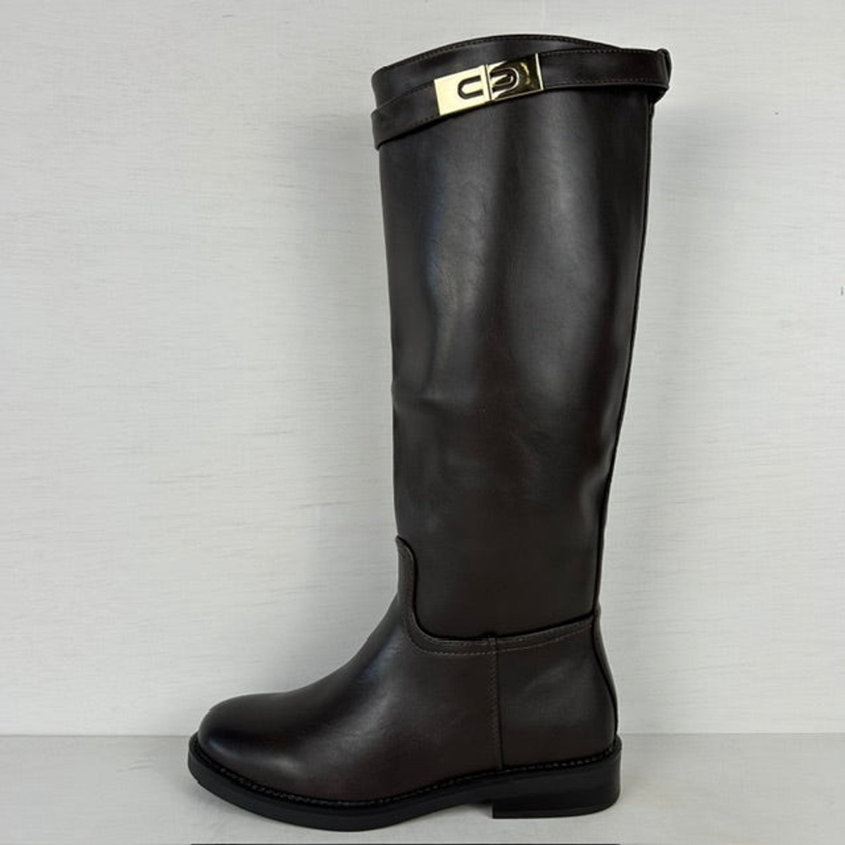 Hoge leatherlook laarzen met bandje bruin Bruin / 40