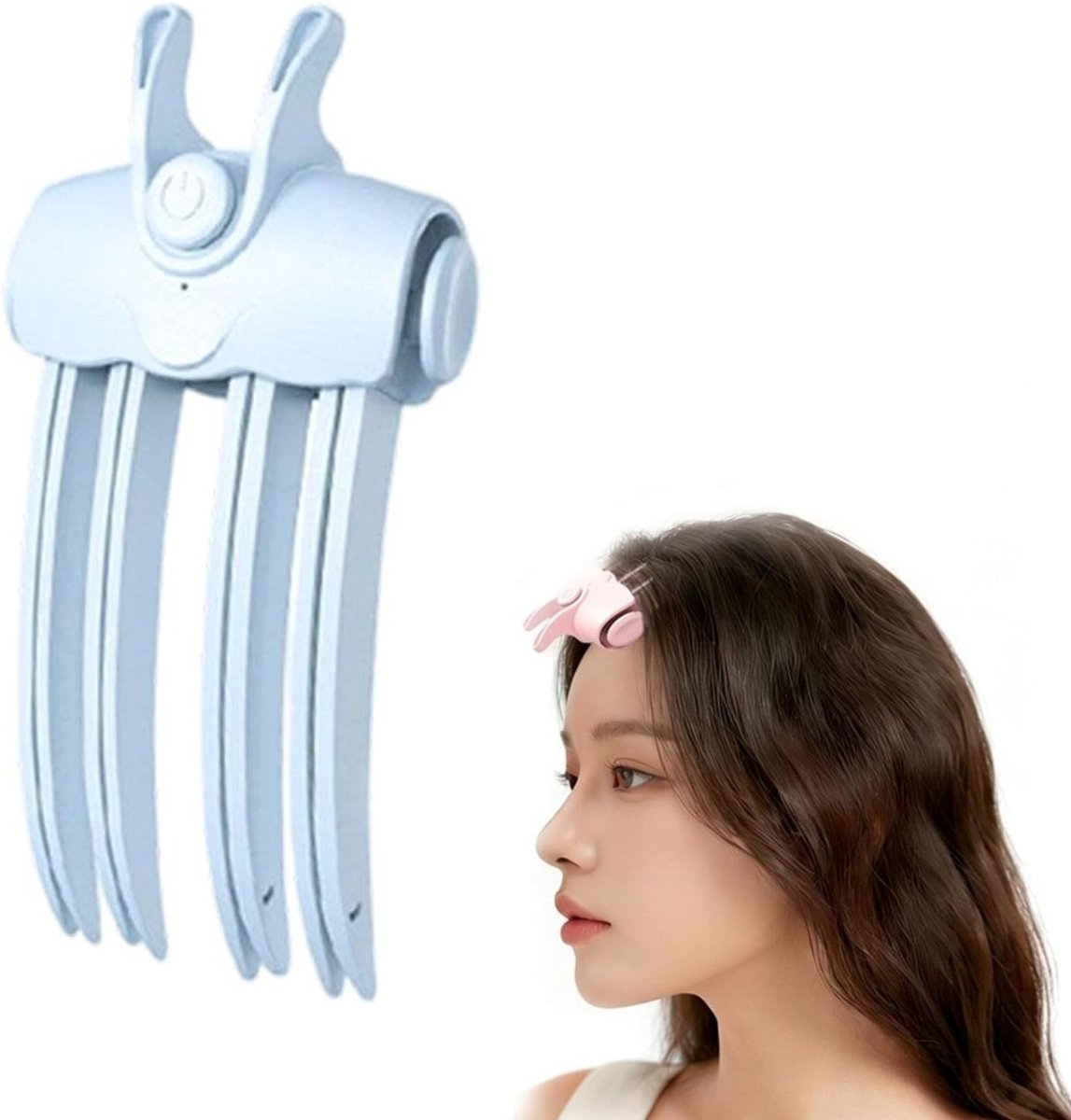 Verwarmde krulspeld voor de haaraanzet - Draagbaar stylingapparaat - Instelbare temperatuur; Geschikt voor fijn en dik haar; Geeft volume aan het haar (Blauw)