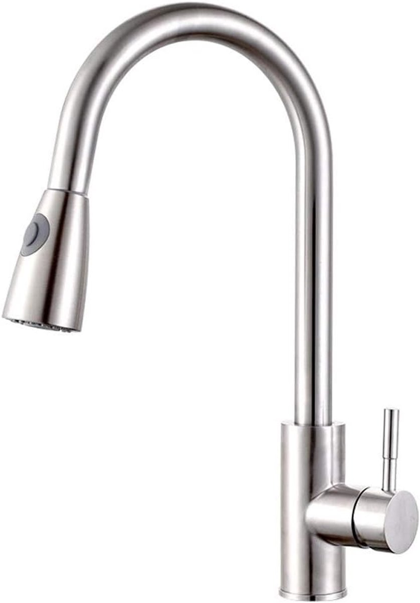 Keukenkraan 304 Roestvrijstaal - Uittrekbare kraan - Warm en koud water - Ideaal voor keuken en badkamer - ShopVlot
