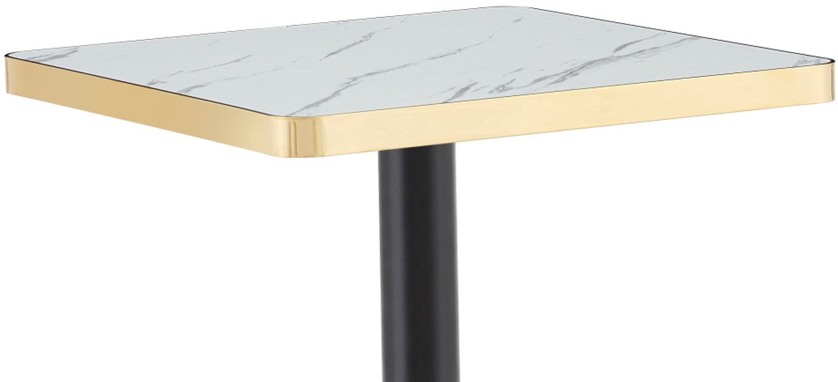 COVREO Eettafel 60x60x74 cm wit, MDF en metaal, marmerlook en stabiel