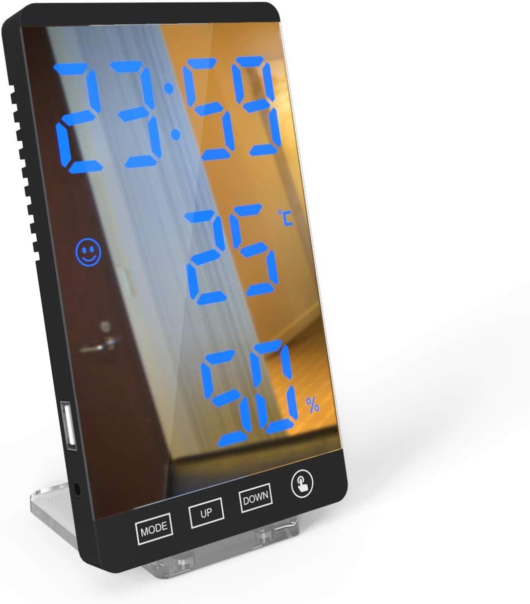 Digitale thermometer hygrometer alarmklok - grote LED-scherm - buitensensor - betere slaapkwaliteit - ShopVlot