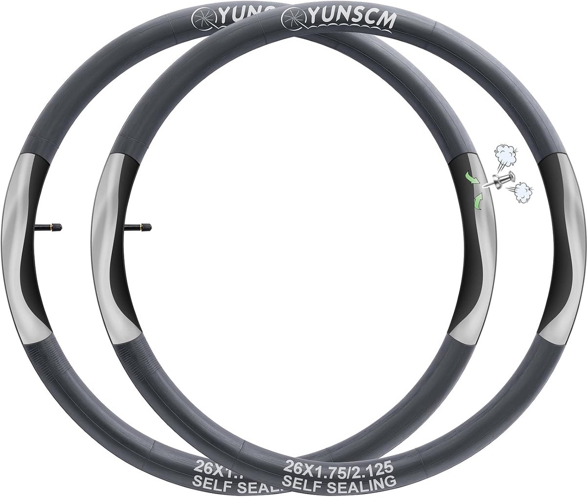 YunSCM 2 Pack 26x1.90/1.95/2/2.1/2.125 Bicycle Inner Tube Replacement for 32mm Schrader Valve MTB Bike Inner Tube - ShopVlot