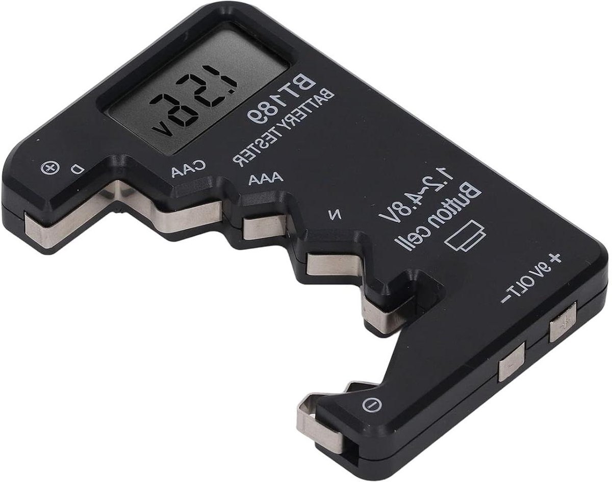 Batterijtester Digitaal - Batterij Controle - Batterijen Testen - Breed Scala - 15 x 9 x 2 cm - Zwart