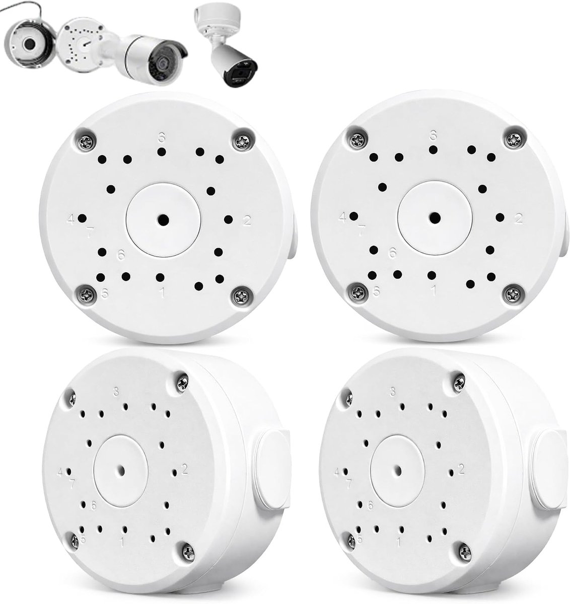 Aluminium camera aansluitdoos waterdicht: 4 stuks halfronde bewakingscamera montagebox voor bewakingscamera's binnen - ShopVlot