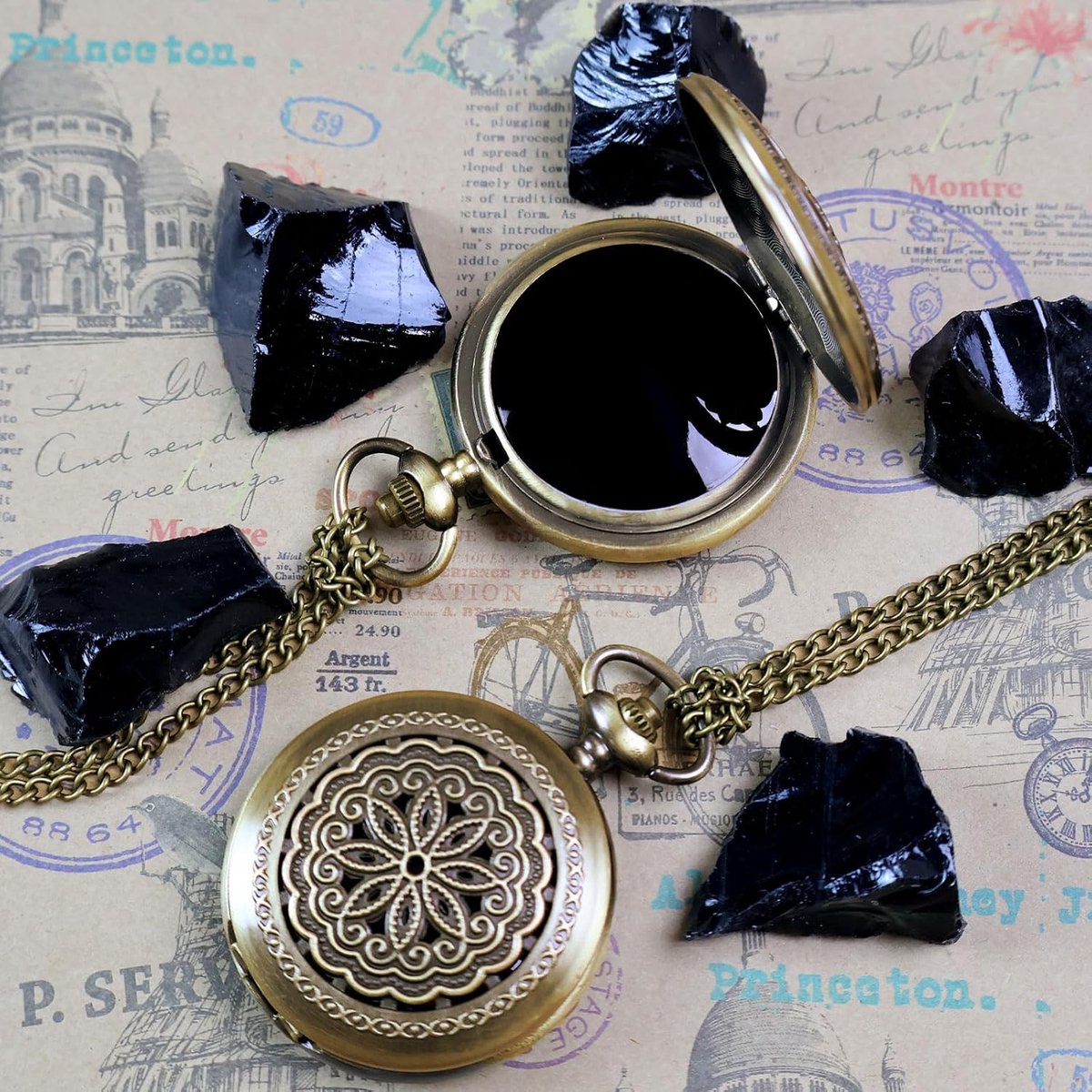 Natural Black Obsidian Mirror, Obsidian Pocket Mirrors, Feng Shui Mirror for Home, Fortune Telling Tools, Decorative - ShopVlot