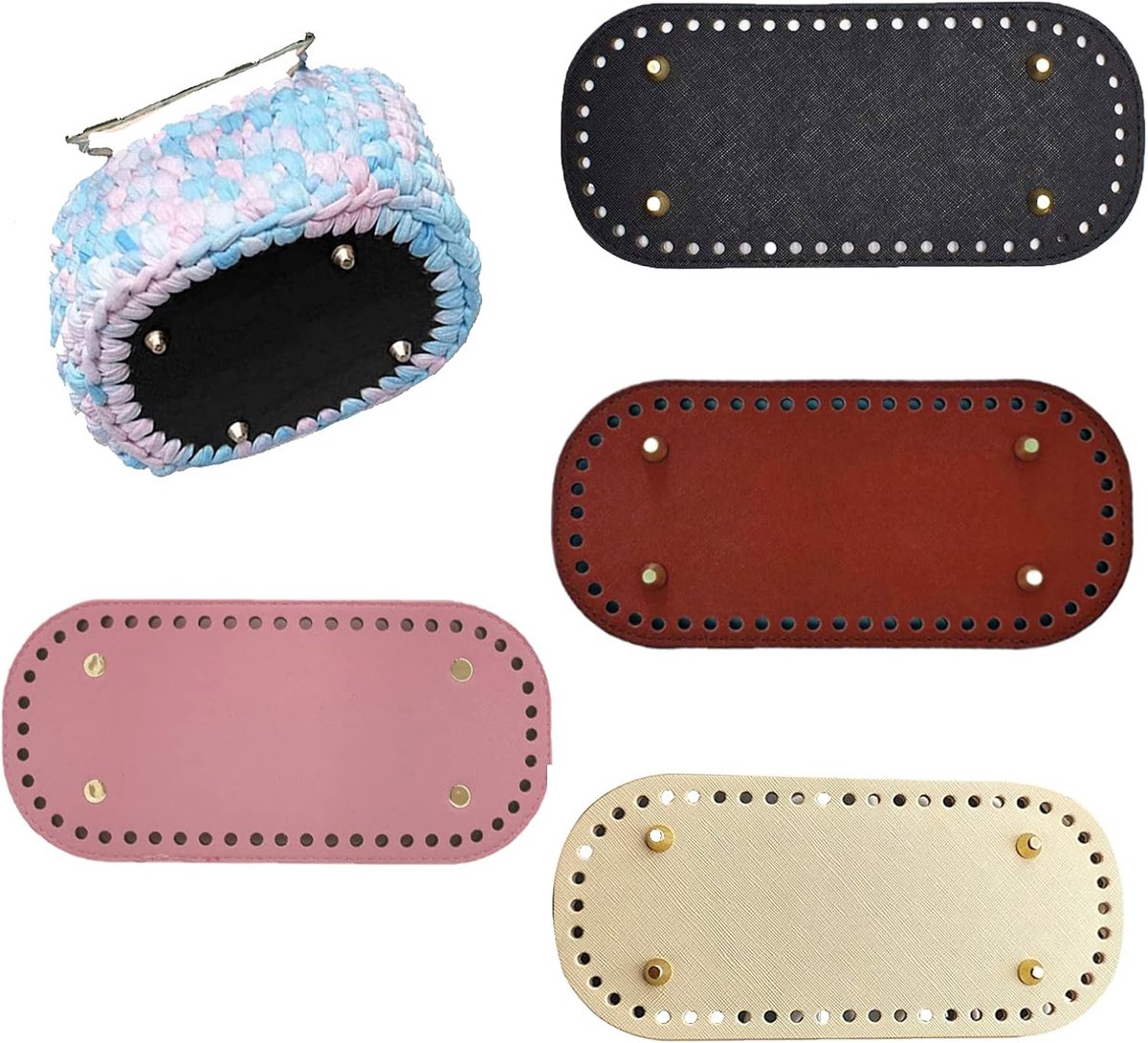 SnelShoppen - Pocket Bottom voor Haken, Handtas Bodem, PU Leer, Handtas Vormgever Pad, Invoegstuk, 4 Kleuren, Zwart, Roze, Bruin, Beige