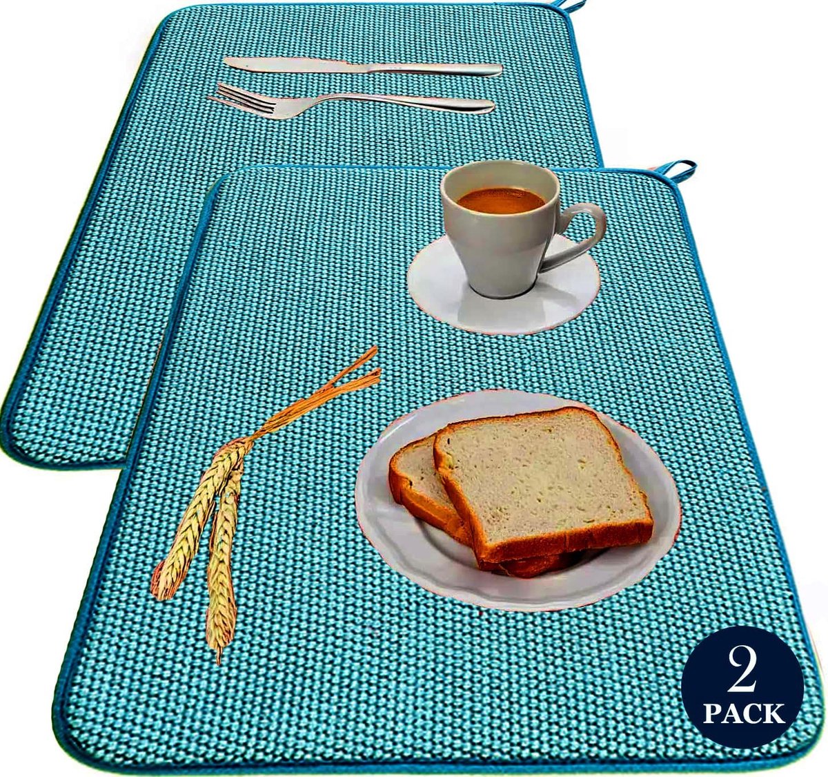 2 Pcs Absorbent Draining Mats, Draining Mat, Kitchen Mat, Absorbent Mat for Washing Glasses, Sink and Tableware, 38 x - ShopVlot