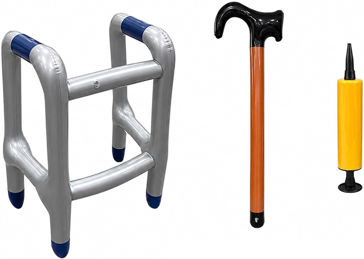 Opblaasbare loophulp en opblaasbare wandelstok, opblaasbare rollator, opblaasbare wandelstok met pomp, voor carnaval - ShopVlot
