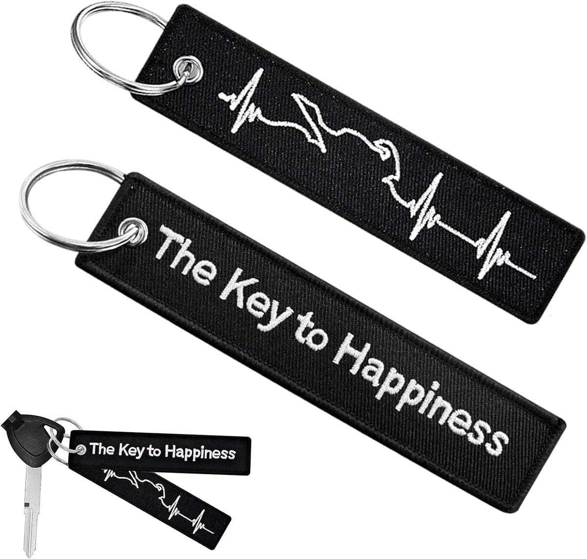 Key Chains, 2 Pieces, 13 x 2.8 cm Personalized Custom Key Chain Fabric Embroidered Scratch-Resistant Key Holder for - ShopVlot