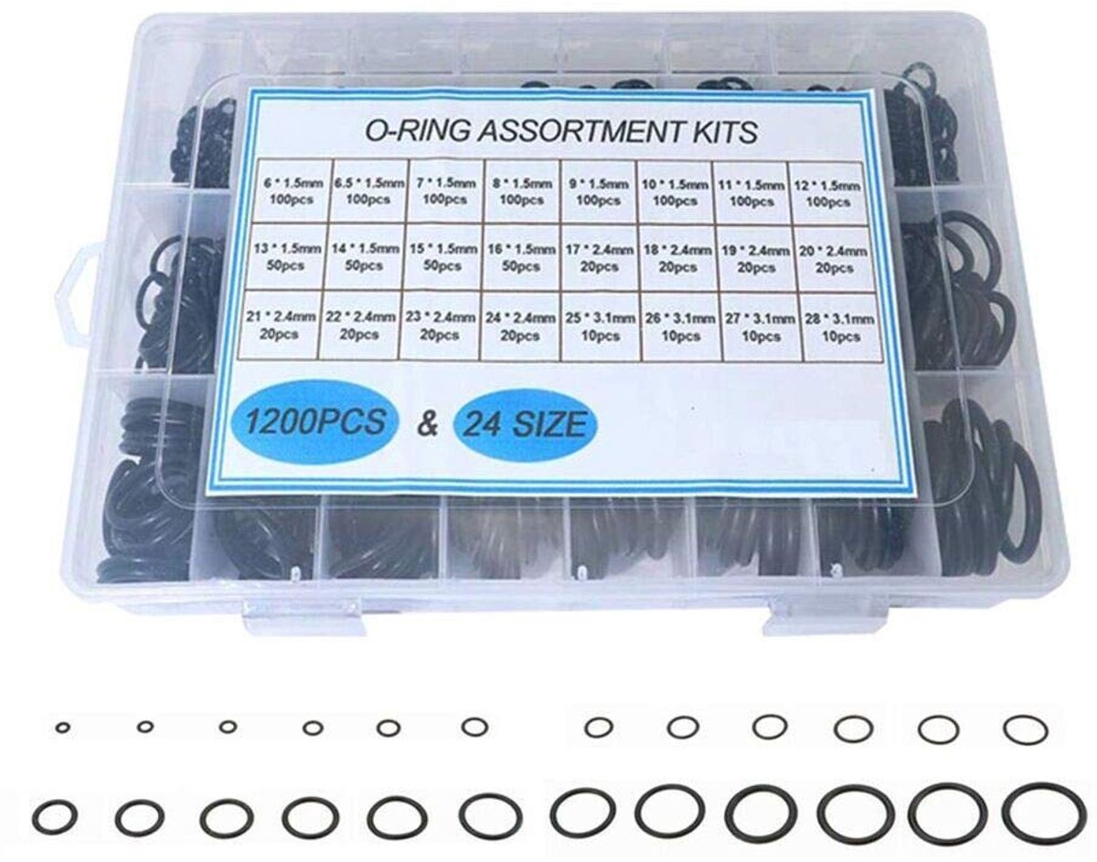 Tap O-Ring Kit 1200pcs Nitrile Rubber Metric O Ring 6-28mm for Plumbing Ring Seal & Auto Quick Repair - ShopVlot