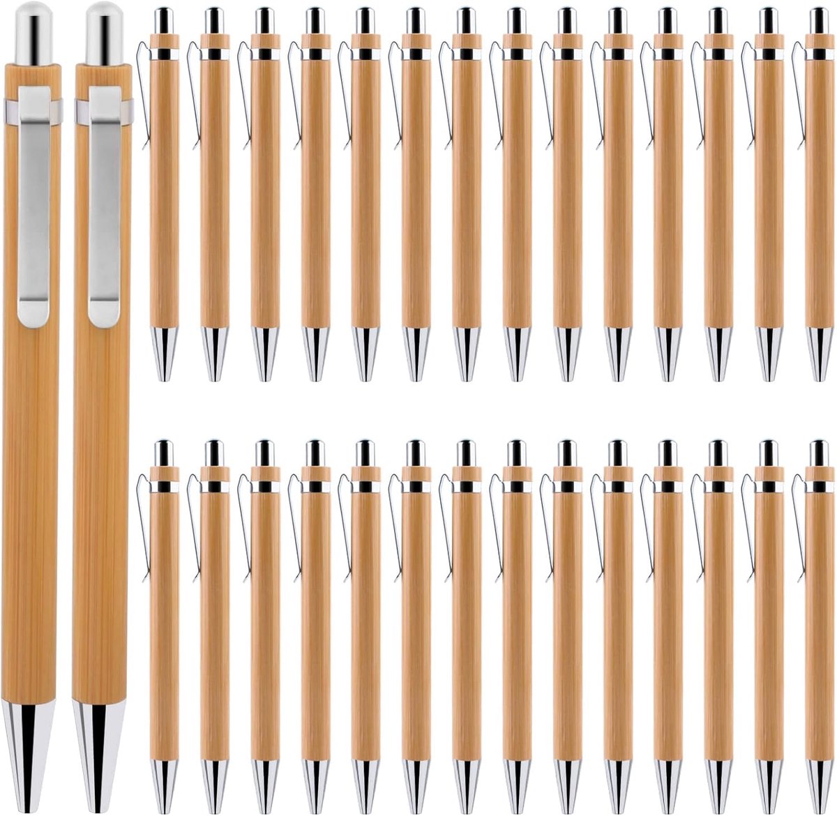Bamboo Ballpoint Pen, 30 Customizable Ballpoint Pen, Retractable Lightweight and Environmentally Friendly Pen, Perfect - ShopVlot