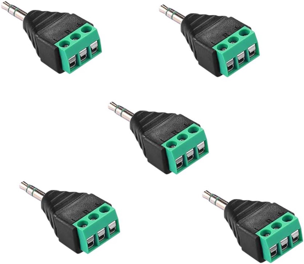 3.5mm Stereo-3-Pol-Stecker on AV-Schraube Video Balun Terminal Adapter (5X Männlich Adapter) - ShopVlot