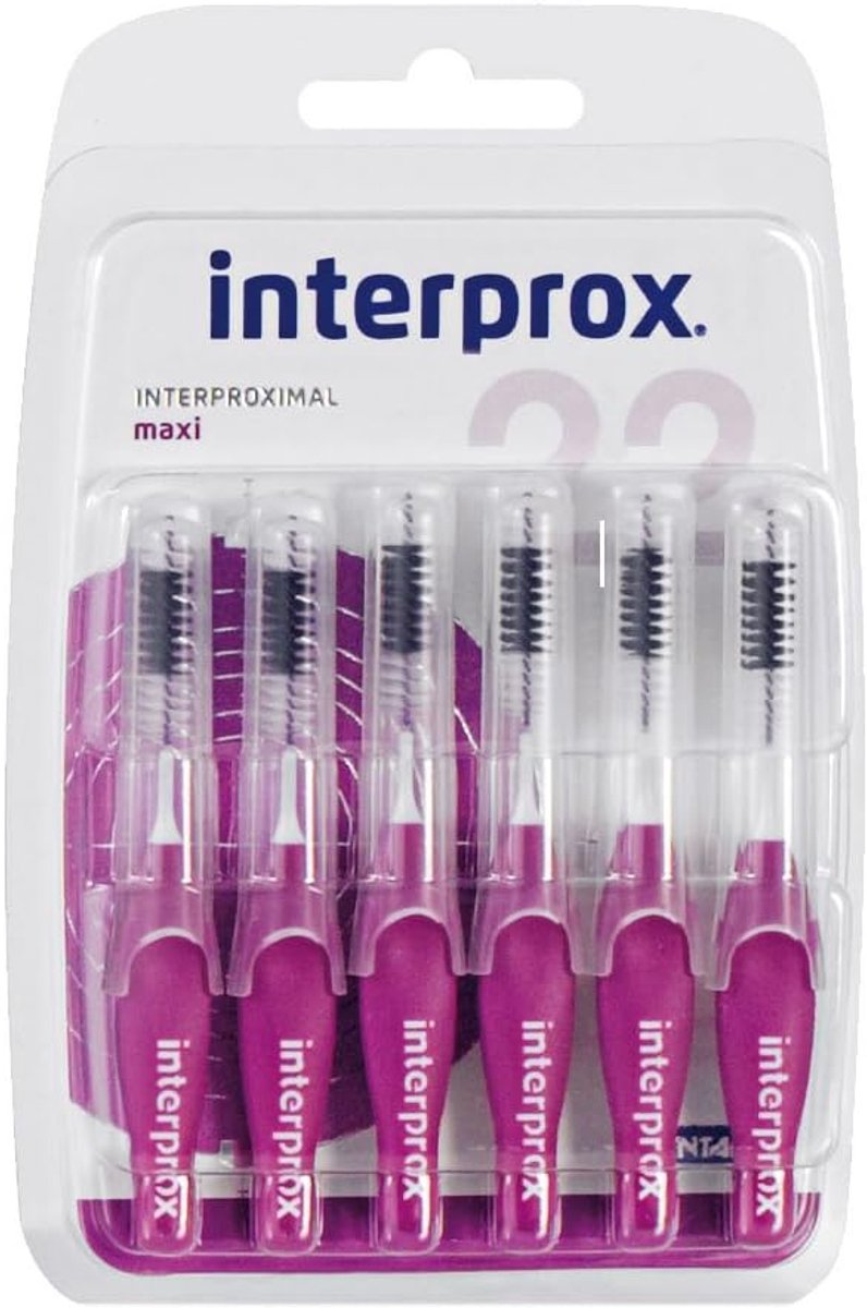Interprox Interdental brushes purple maxi 6 pieces, pack of 6 (6 x 6 pieces) - ShopVlot