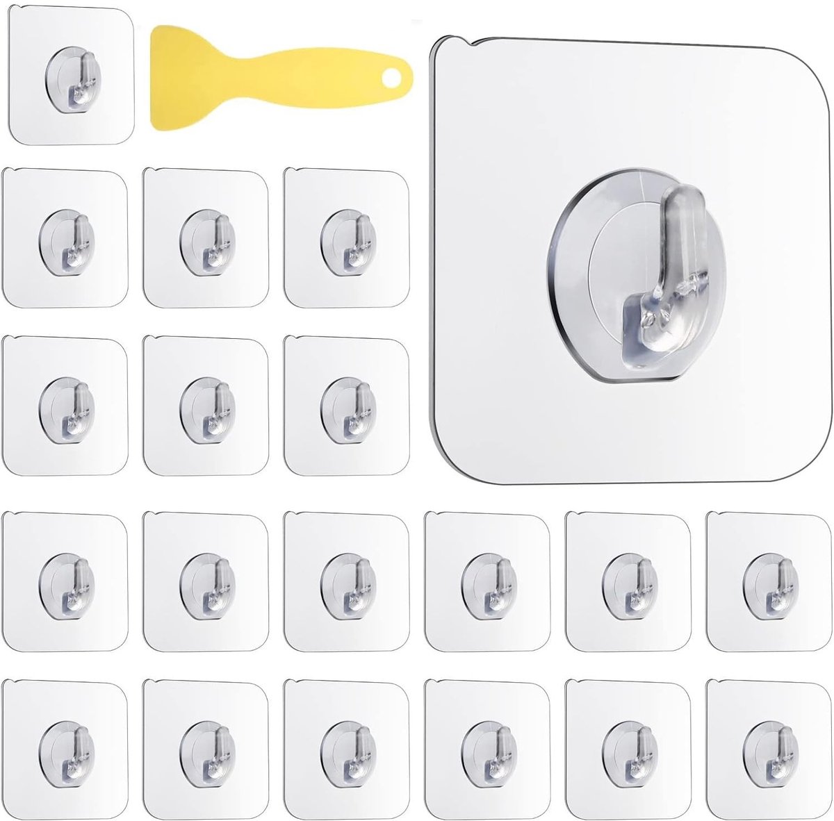 Solidchoice - Set van 20 Transparante Zelfklevende Haken voor Binnen en Buiten