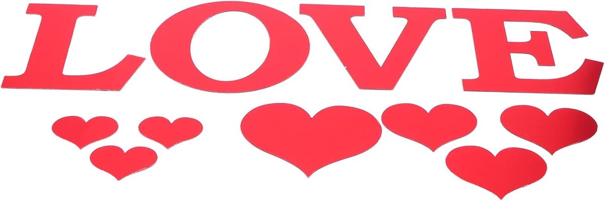 Rode hartvorm liefdesmuursticker, acryl hartspiegelmuursticker, gemakkelijk te plakken, verwijderbaar liefdesdecor - ShopVlot