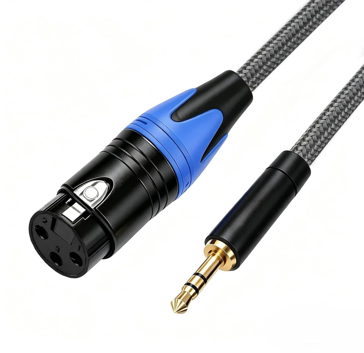 XLR Jack Kabel 3,5 1,5 m, Micro XLR Vrouwelijk naar Jack 3,5 mm TRS, XLR Audiokabel voor Camera, Camera, Computer - ShopVlot