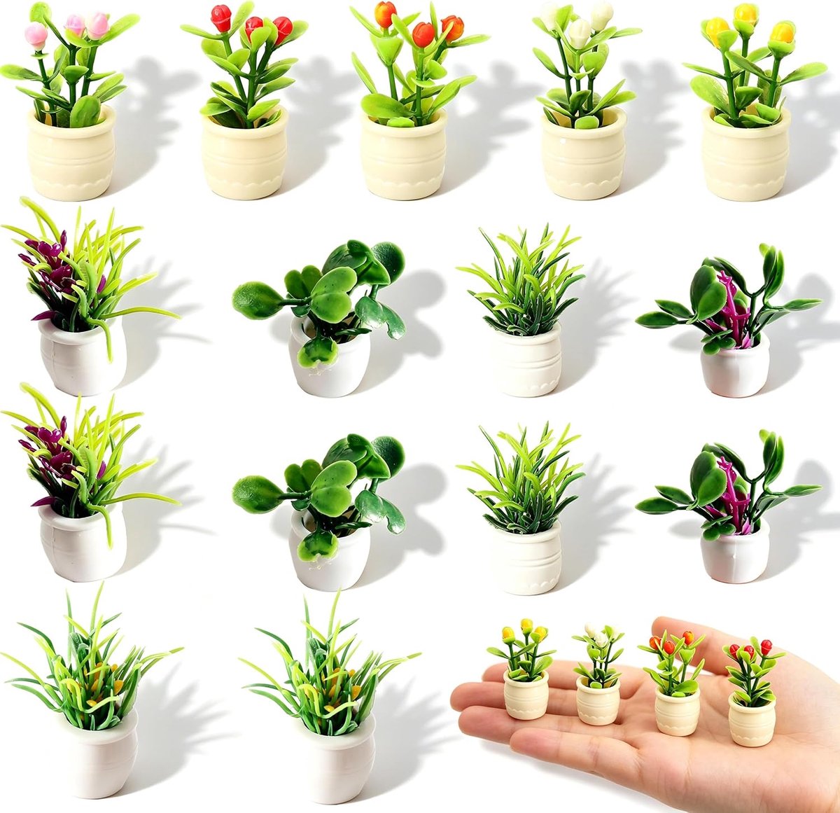 Miniatuur planten set 15 stuks - Multikleur - Bonsai planten - Ideaal voor poppenhuis en feeën tuin - ShopVlot