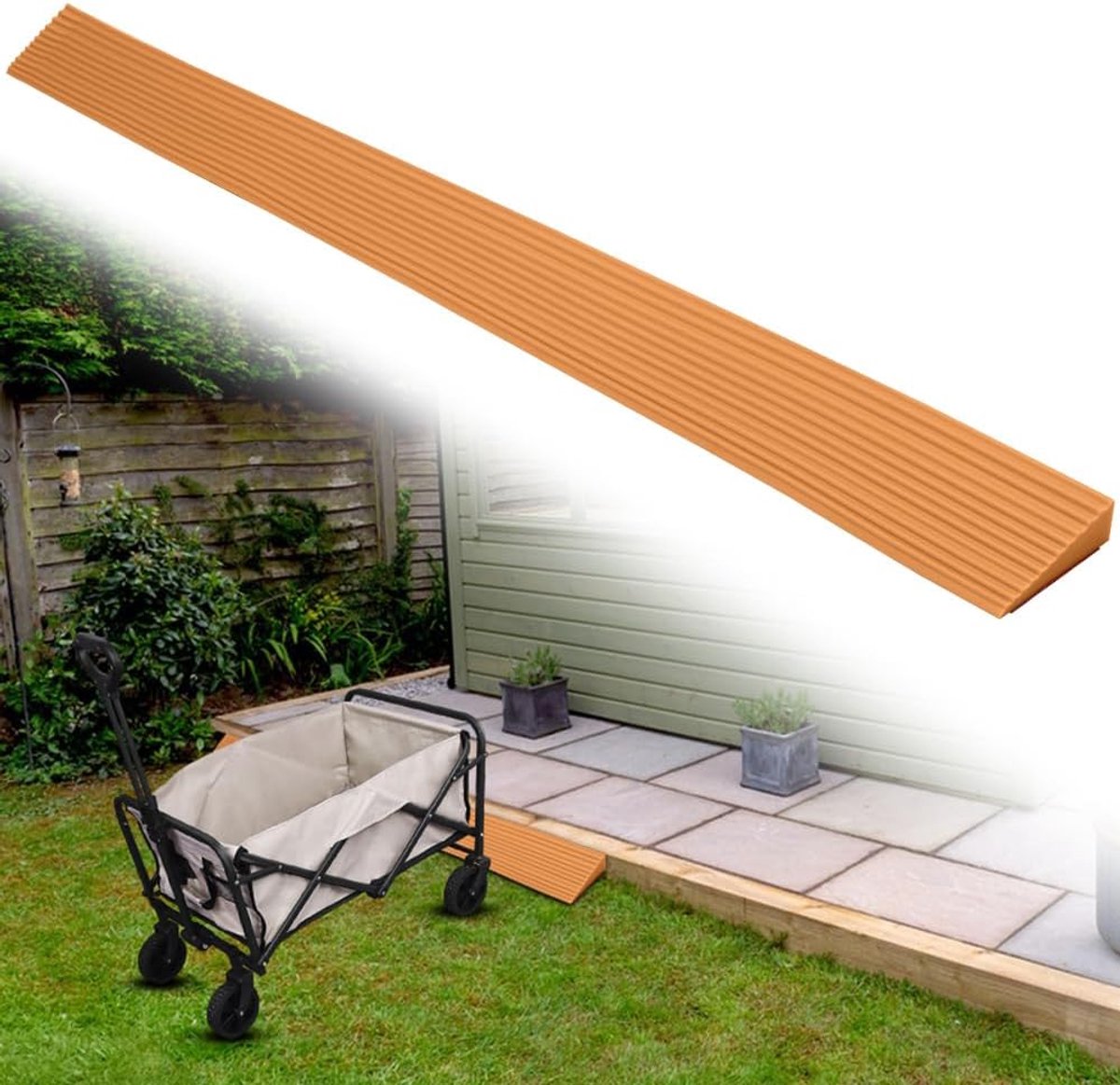 Rolstoelhelling PVC 100 x 5.5 x 1.5 cm - Geel Bruin - Antislip rubber - Ideaal voor deuren - ShopVlot