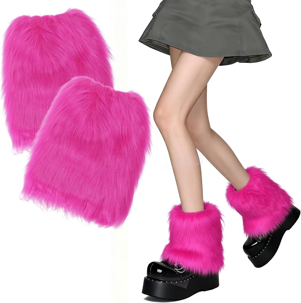 Legwarmers 25cm - Faux Fur - Fluffy Bovenkanten - Houd je benen warm - ShopVlot
