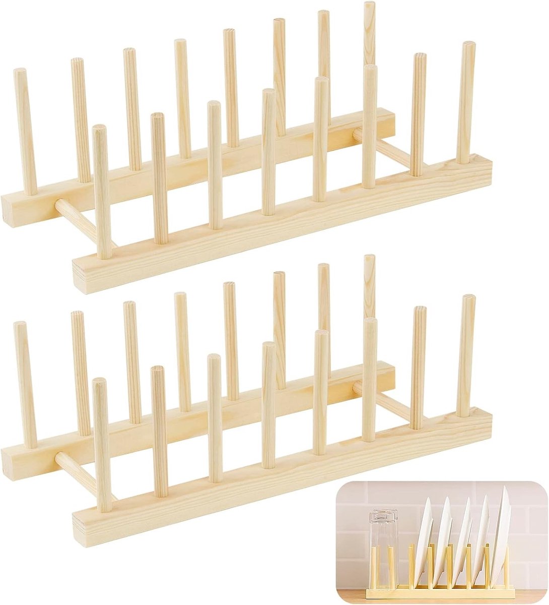 Bordenstandaard - Hout - - Multifunctionele Houder voor Servies en Keukenaccessoires