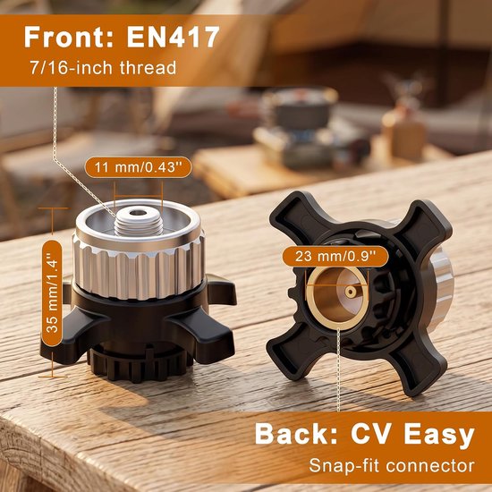 Gas cartridge adapter - Campingaz naar EN417 - 7/16 inch draad - Voor outdoor campingstoven - ShopVlot — afbeelding 3