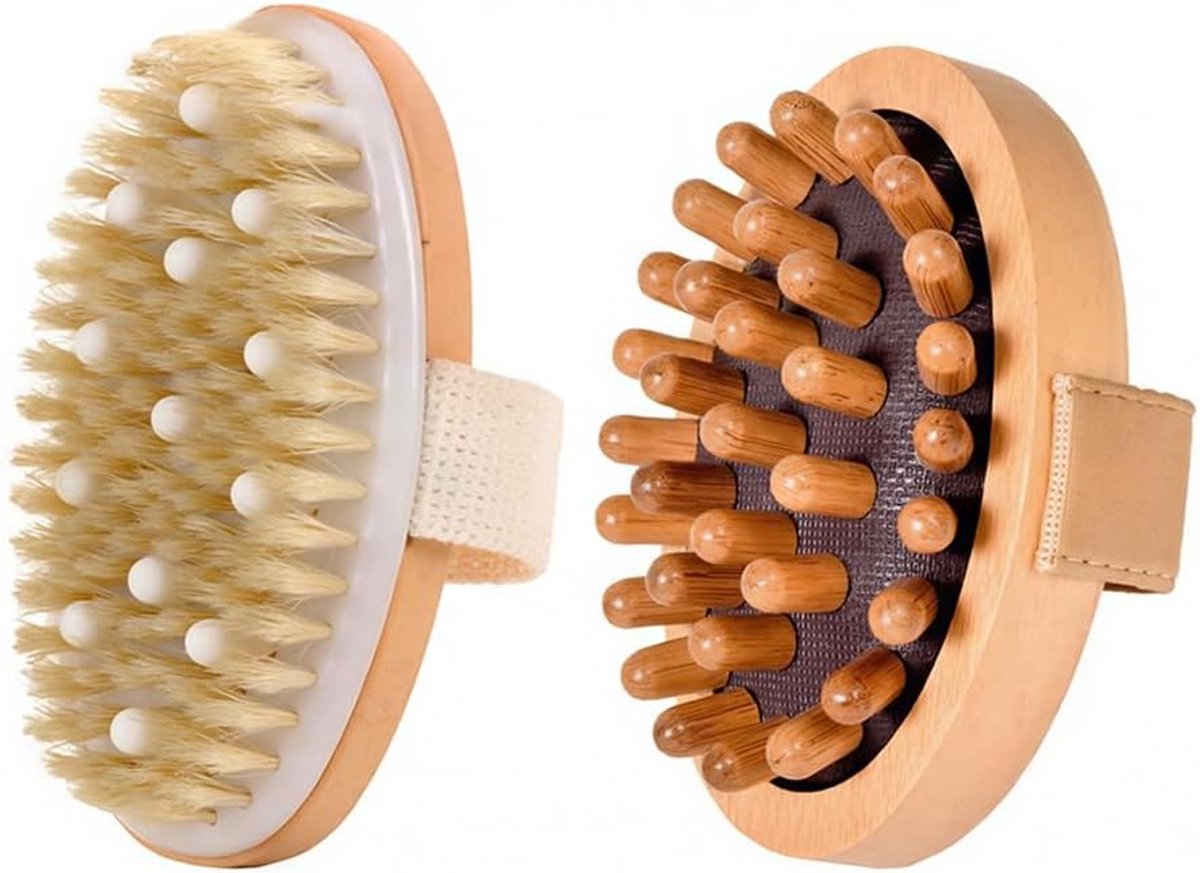 Body Brush Set van 2 - Exfoliërende Borstel - Voor Cellulitis en Dode Huid - Versterkt Energie - ShopVlot