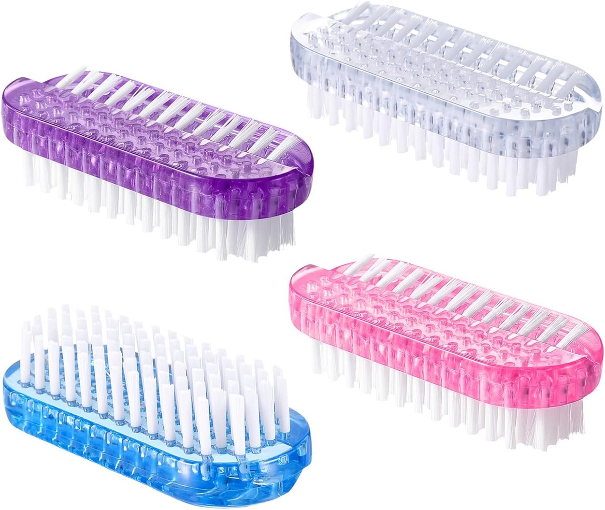 Nagelborstel set 4 stuks - tweezijdige handborstel - zachte en stevige haren - voor schone vingernagels - ShopVlot