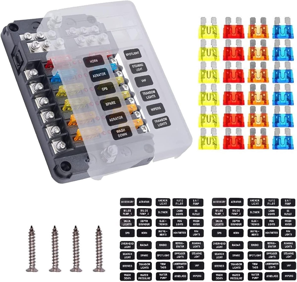 Fusieblok 12-Weg - Waterdicht 12V - LED Indicator - Eenvoudig storingen oplossen - ShopVlot