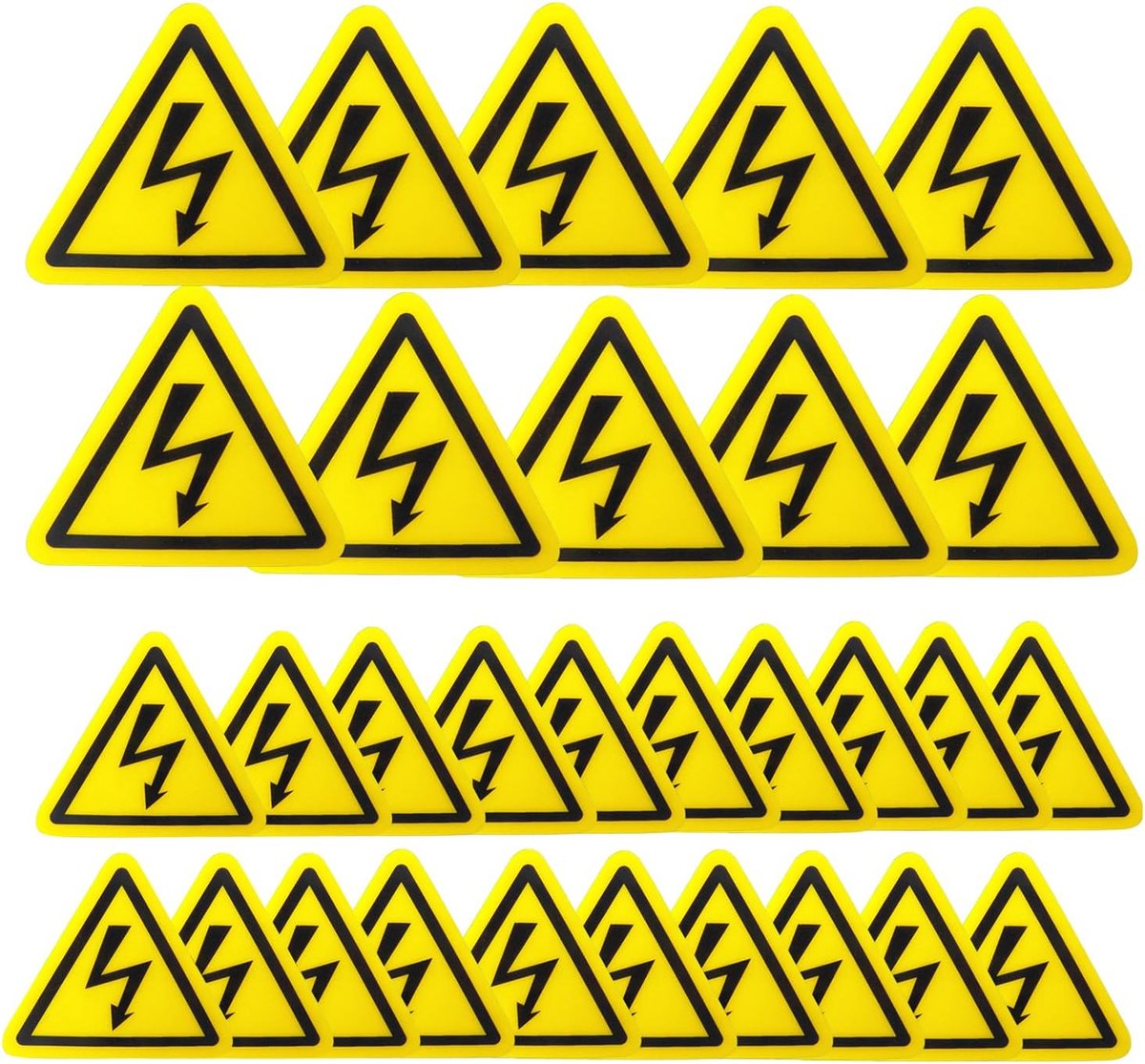 Waarschuwingsstickers elektrische spanning - 20 x 5 cm en 10 x 10 cm - zelfklevend - veilig gebruik in werkplaats - ShopVlot