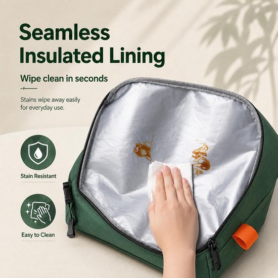 Kleine koeltas lekvrij - groene isolatietas - thermotas voor lunch - houdt eten warm - ShopVlot — afbeelding 2