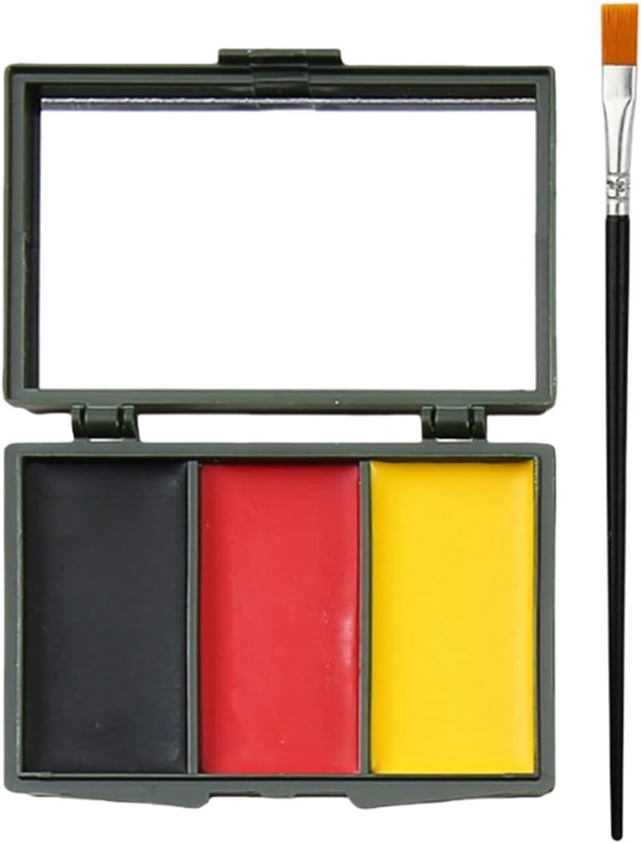 Gezichtsverfpalet 3 kleuren - zwart, rood, geel - zweetbestendig - ideaal voor voetbalfans - ShopVlot