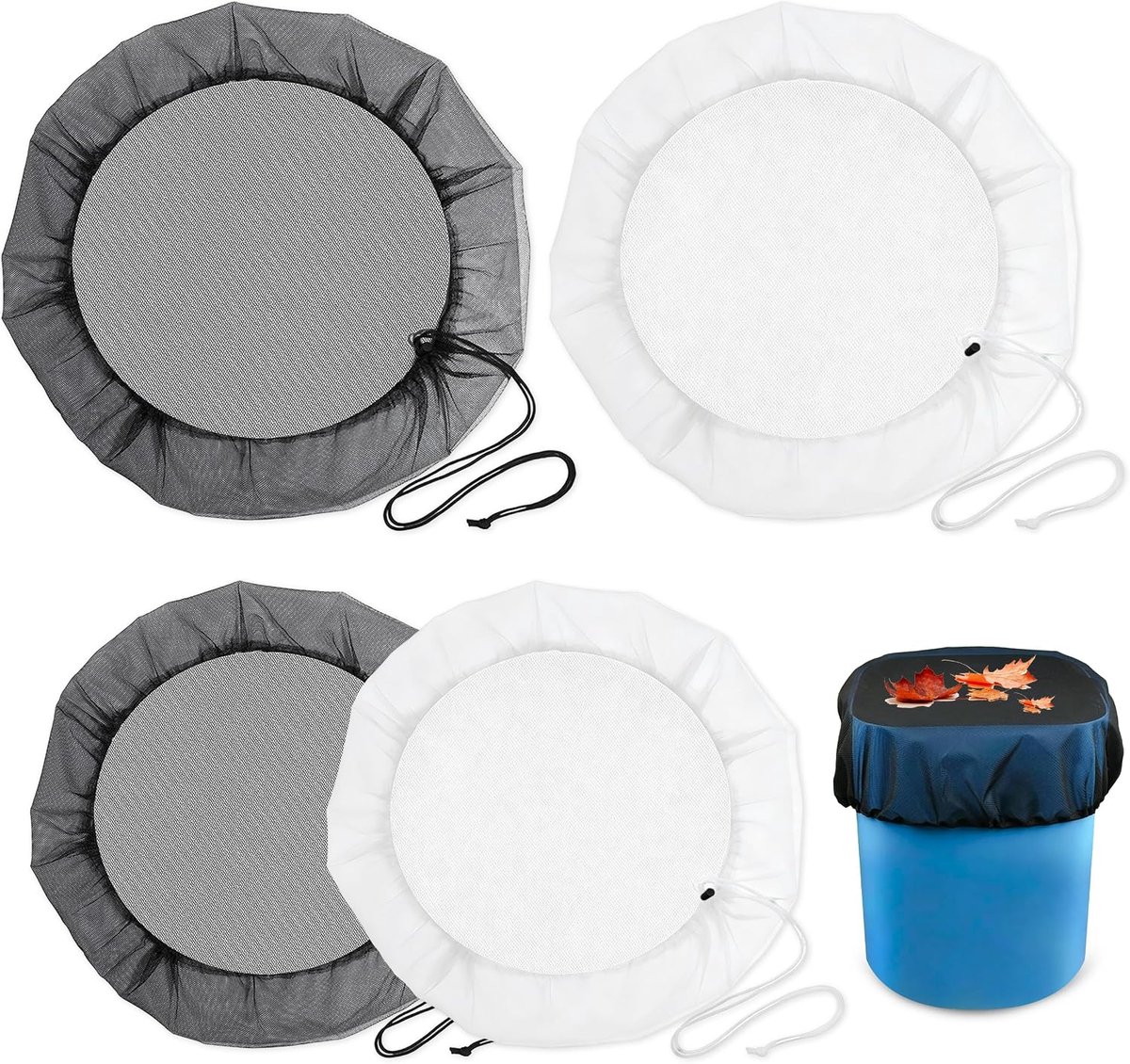 Regentonafdekking 4 Stuks - Verstelbaar 80/100 cm - Polyester Fijnmazig - Bescherming voor regenton - ShopVlot