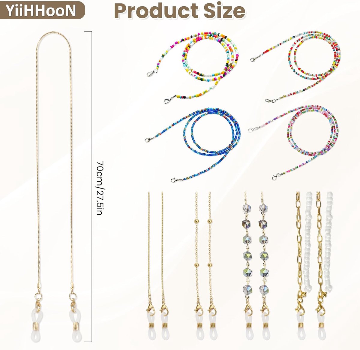 Brillenketting 8 stuks - Meerkleurige kralen - Voor dames en heren - Ideaal voor zonnebrillen en leesbrillen - ShopVlot