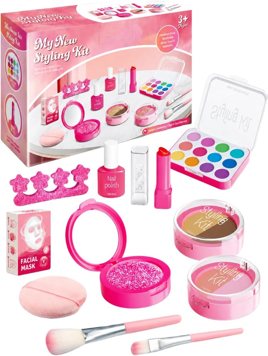 Kinderschminkset meisjes 12-delig - wasbaar en niet giftig - prinsessenmake-upset - ideaal voor verjaardagen - ShopVlot