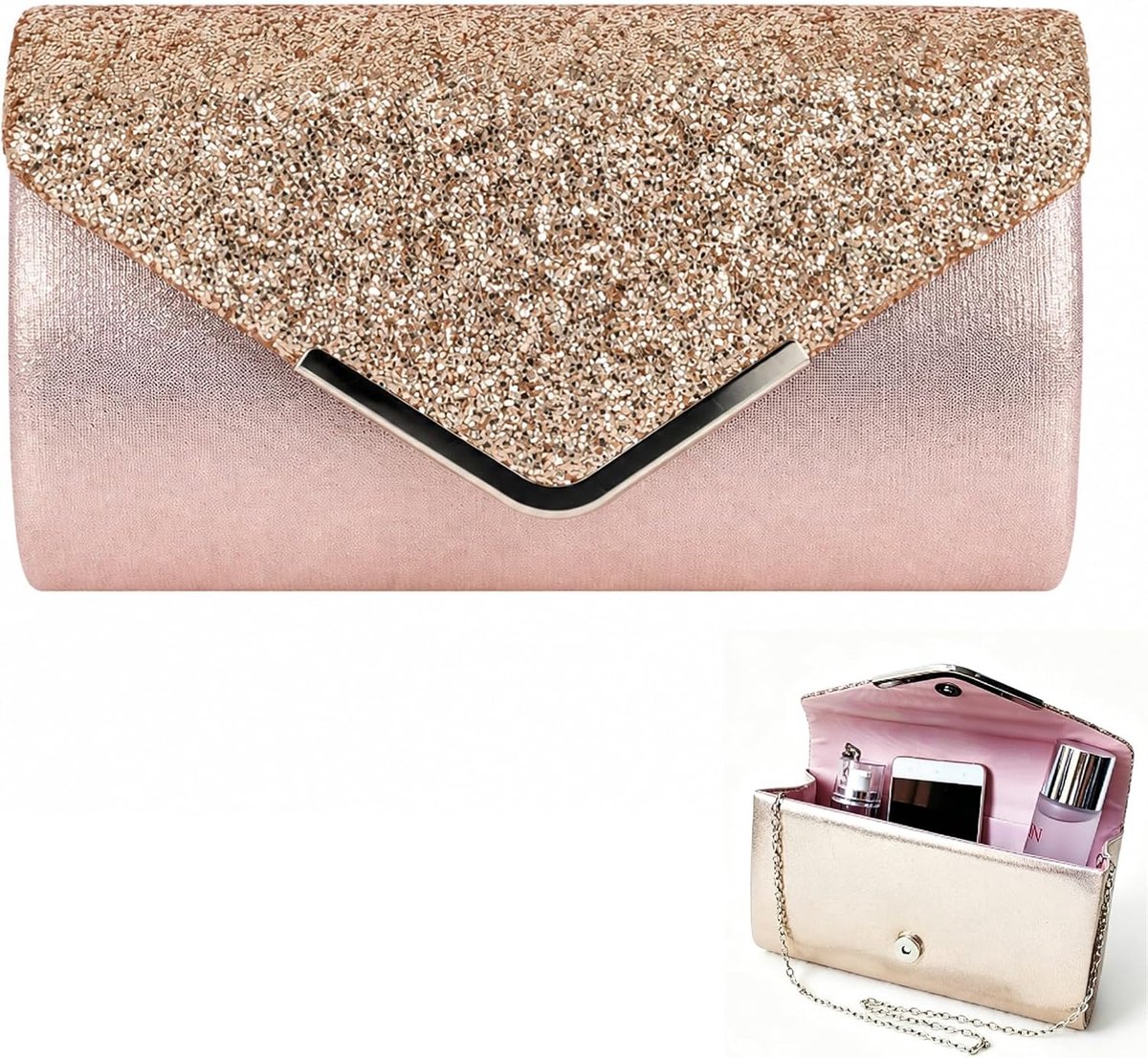 Clutch voor dames - glanzende pailletten - elegante schoudertas - perfect voor avonden - ShopVlot