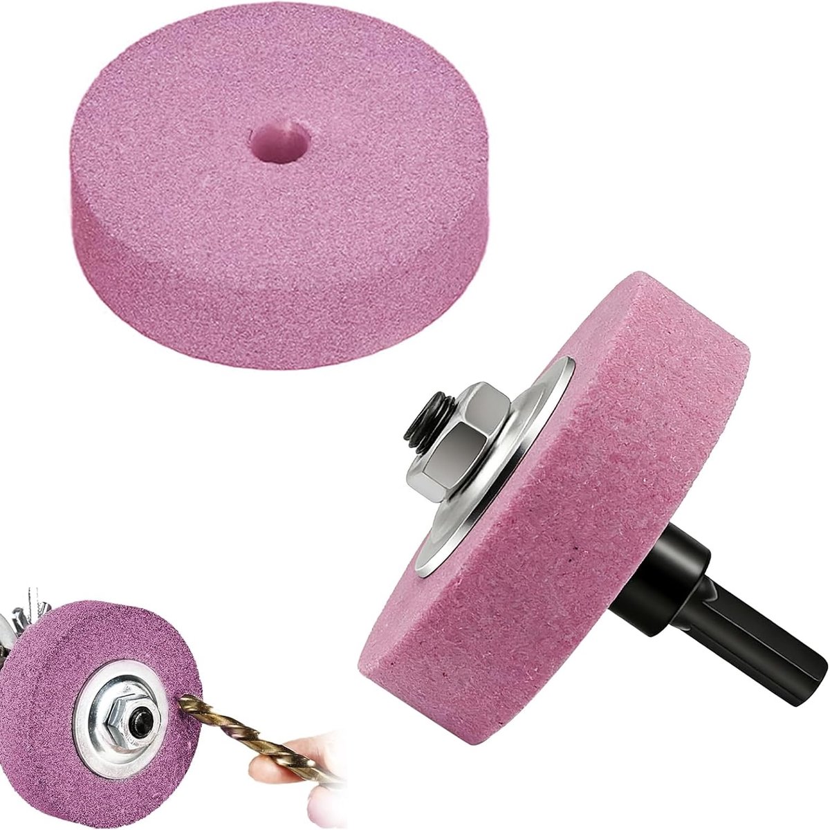 Ronde slijpsteen korrel 100 met adapter - precisie slijpwiel voor RVS - ideaal voor metaalbewerking - ShopVlot