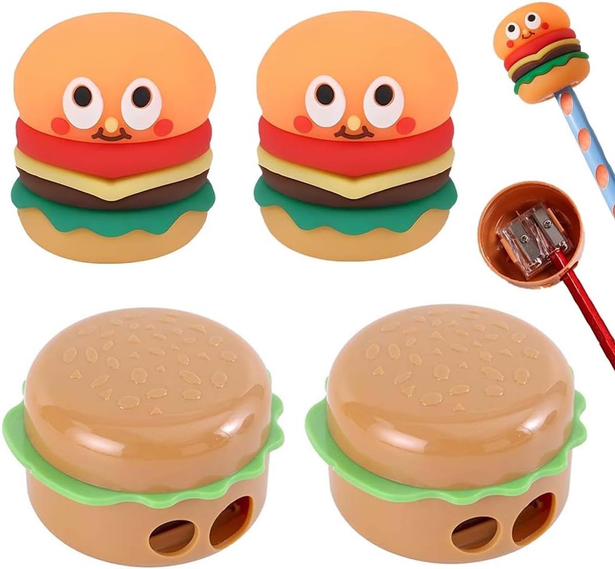 Potloodslijper met Milan-container - compact en licht - hamburgerpatroon - creatief slijpen - ShopVlot