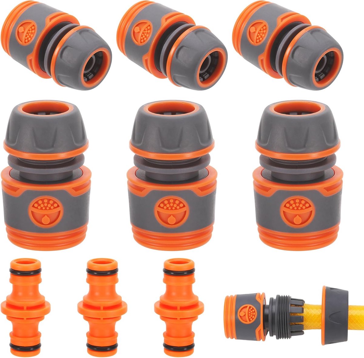 Hose connector set 13mm - 6-delig met 3 fittingen - robuust materiaal - ideaal voor tuinaansluitingen - ShopVlot
