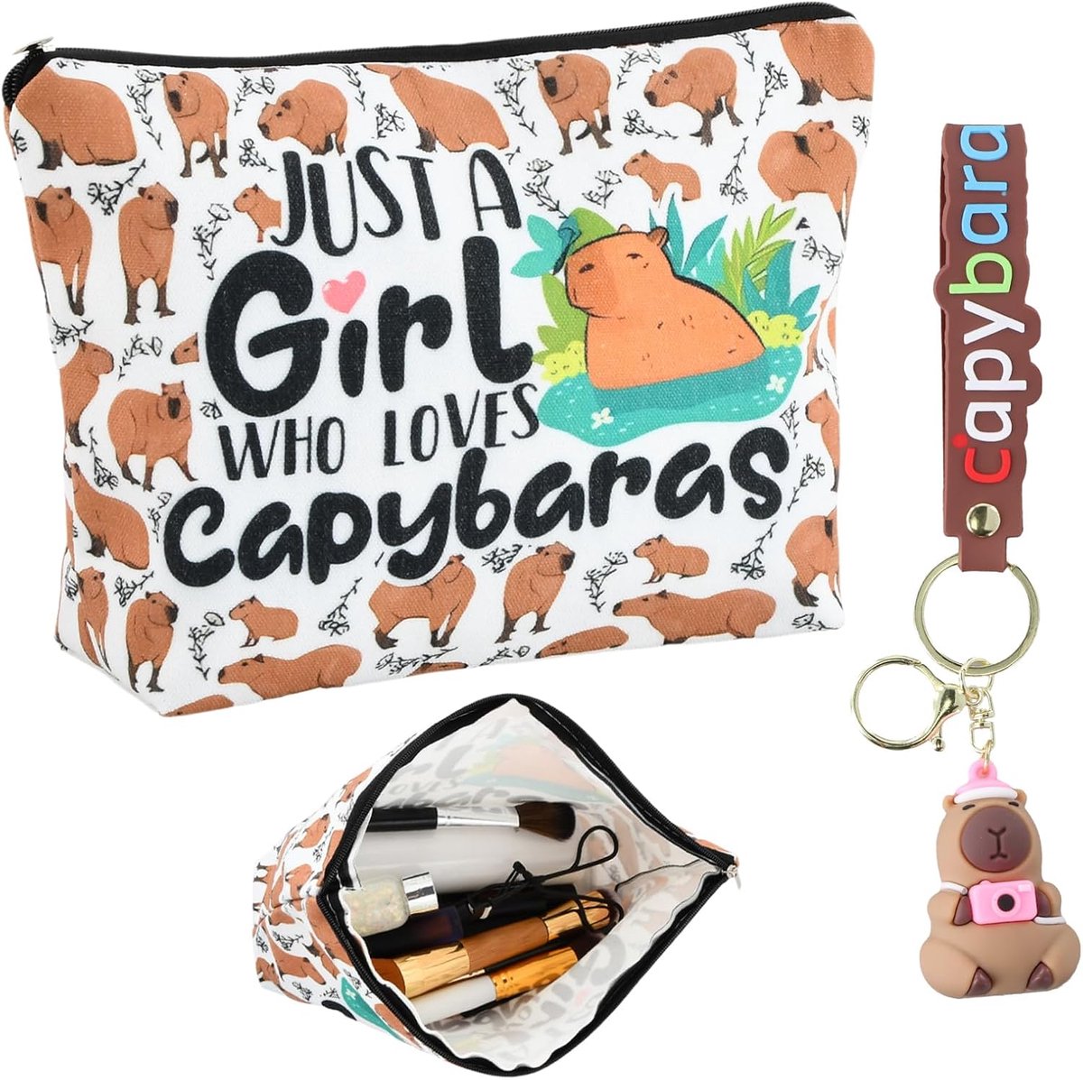Make-uptas - Roze capibara ontwerp - Draagbaar met ritssluiting - Ideaal voor dagelijks gebruik - ShopVlot