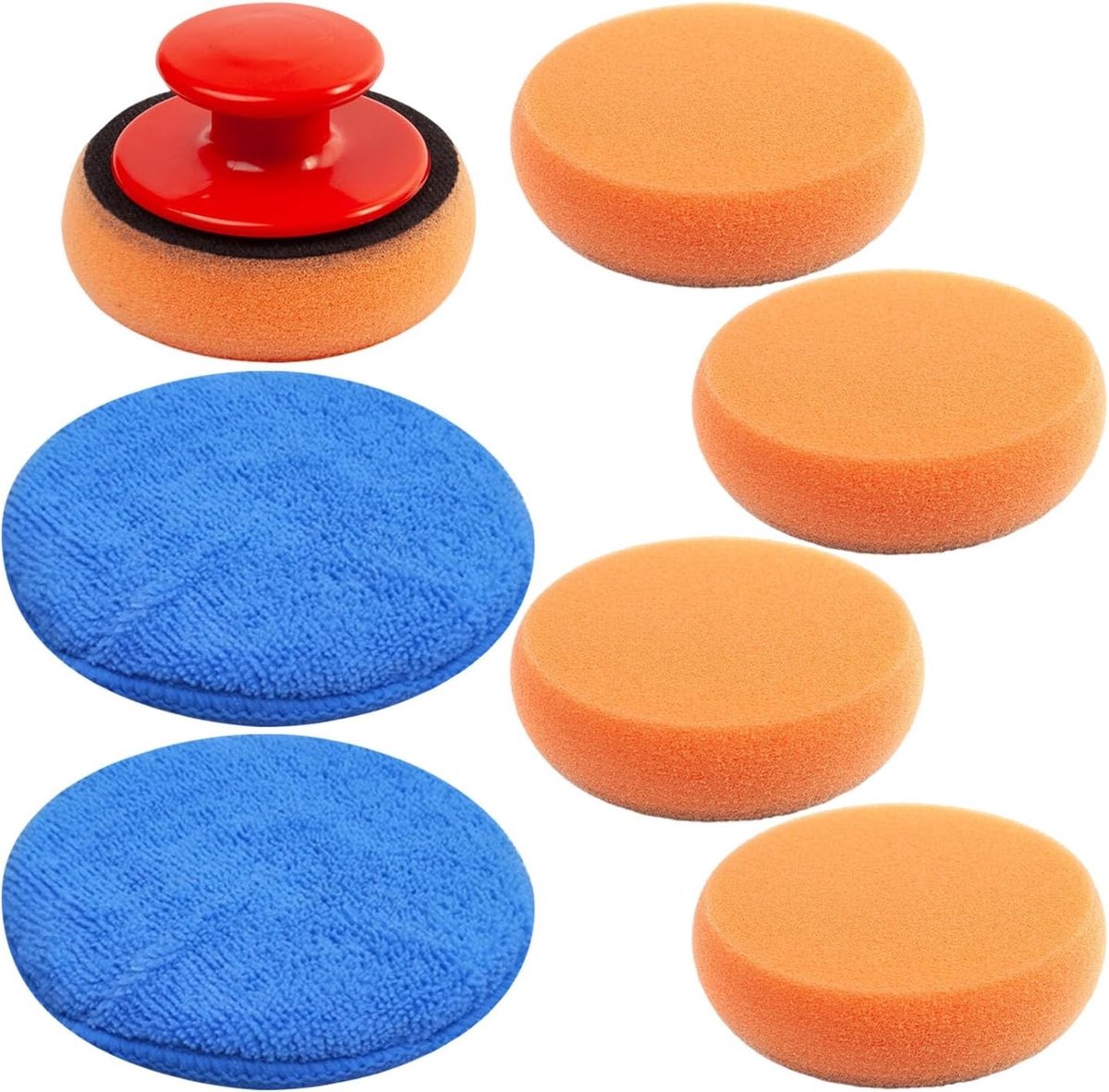 Polijst- en Waxset - Oranje - 10 cm - Met Handvat - Voor Auto's en Huishoudelijke Apparaten