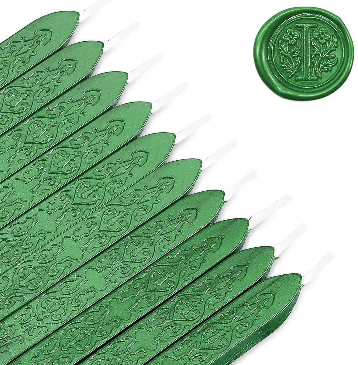 Sealing wax groen - 10 stuks - vintage wax met wicks - eenvoudig in gebruik voor stempels - ShopVlot