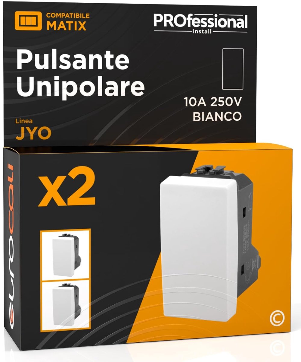 Enkelpolige Drukknop 10A 250V - Wit - Compatibel met BTicino Matix - Eenvoudige installatie - ShopVlot