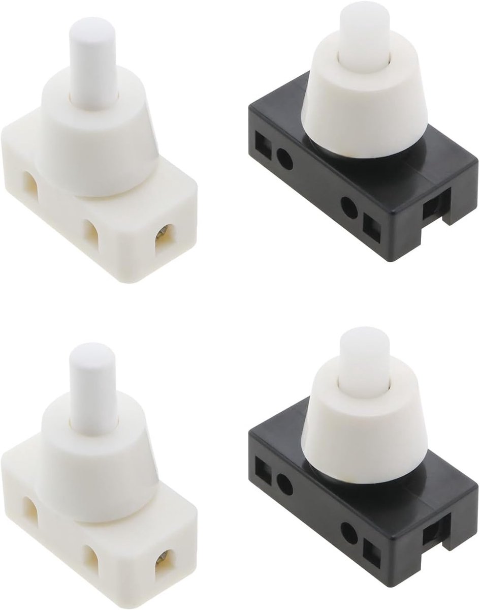 Miniatuur Drukknop Schakelaar 250V 10A - 4 Stuks - Wit en Zwart - Ideaal voor Lampen - ShopVlot